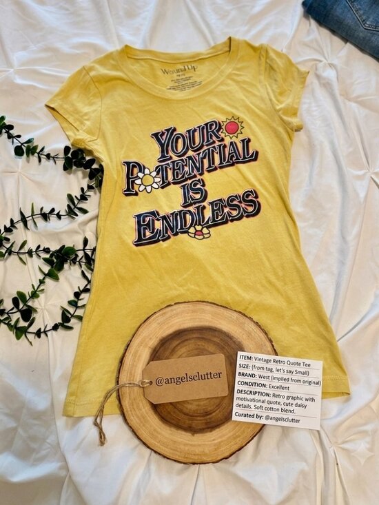 Wound Up Tops - Positive Vibes Only! ✨ Yellow Graphic Tee